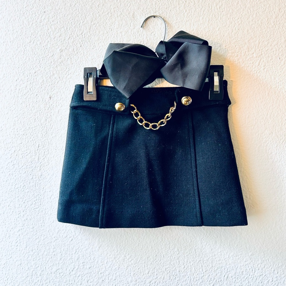 Milly Minis Black Skirt with Gold Chain Detail